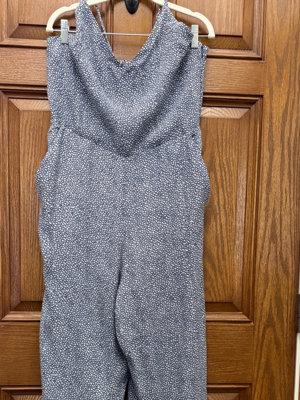 Women's Sleeveless Blue Printed Jumpsuit